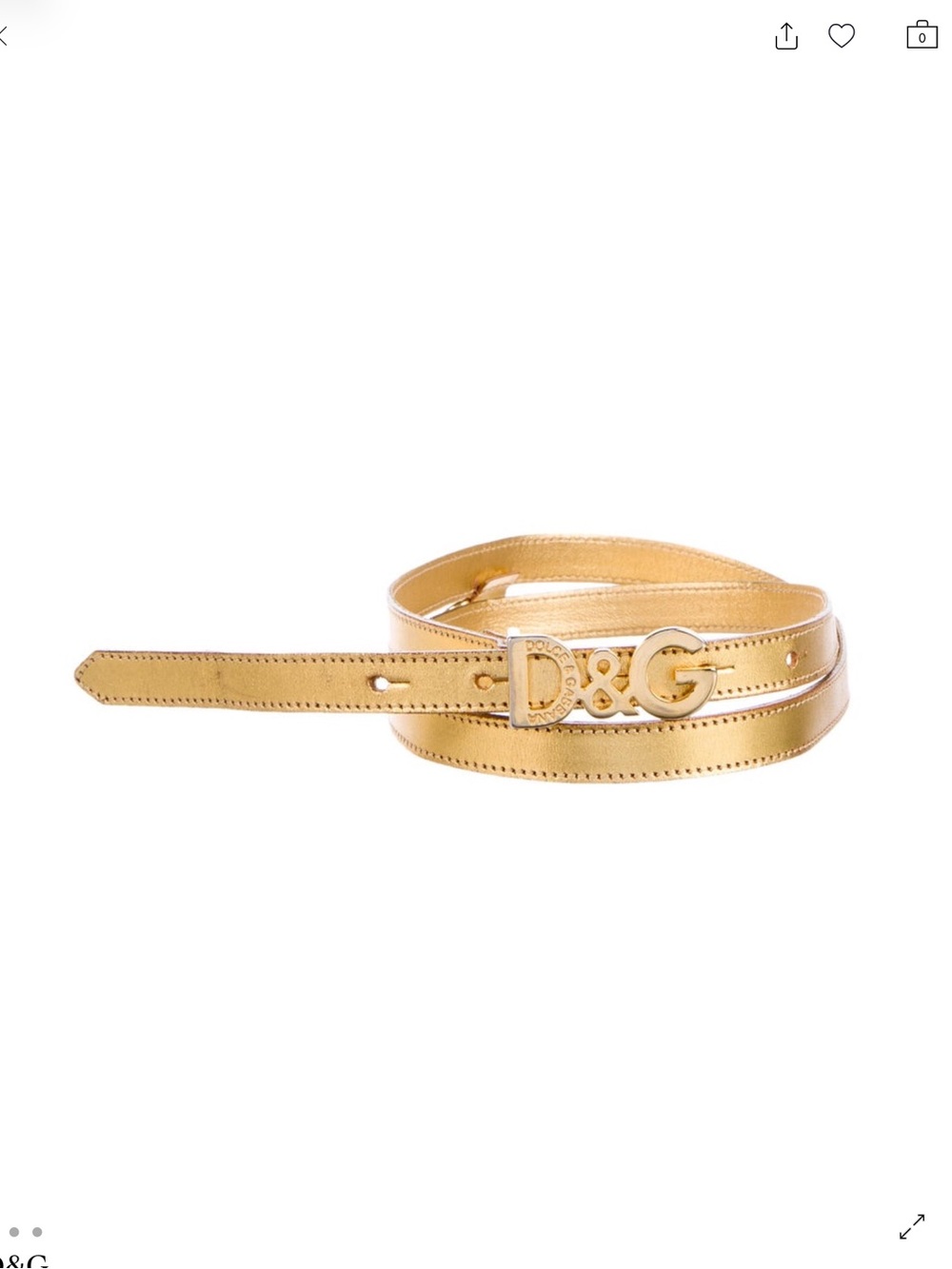 D&G Metallic Gold Double G Logo Slim Belt